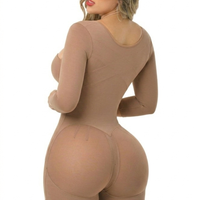 FS9574 FAJA SHORT CON MANGAS DOBLE TALLA CON 3 NIVELES DE AJUSTE EN BROCHES REALCE BOOTYLOVE